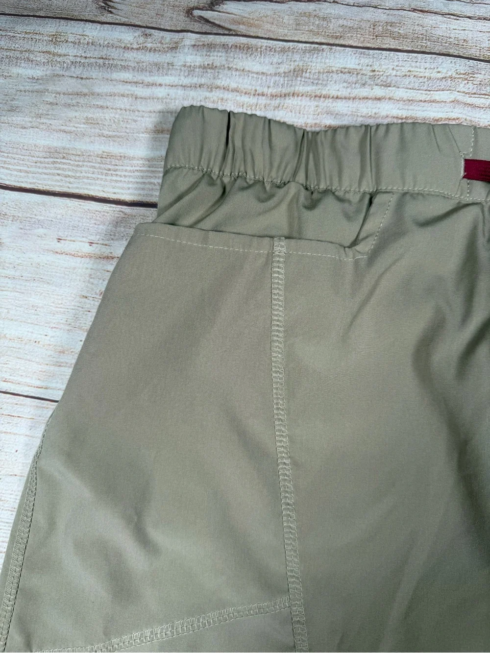LDA Gorpcore Granola Outdoors‎ Hiking Khaki Mini Skirt with Burgundy Drawstring